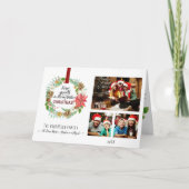 Kerstmis, Floral Holly Pine Cone Family Feestdagen Kaart (Voorkant)