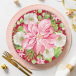 Kerstmis: Floral Red Holiday Papieren Bordje<br><div class="desc">Een grote roze poinsettia,  winterbloemen,  pijnboomtakken en heilige bladeren op rood,  deze kerstfeestelijke borden zijn in twee maten. Ideaal voor thuisfeesten,  feestdagen,  kerstbruiloft of andere winterseizoenen. Punten in onze winkel koppelen.</div>