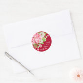 Kerstmis: Floral Red Holiday Ronde Sticker (Envelop)