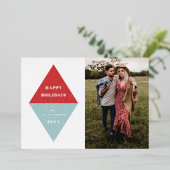 Kerstmis Folie Geometrische Fotokaart - Rood Folie Uitnodiging (Staand Voorkant)