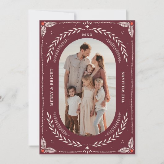 Kerstmis Folk Art Vakantie Fotokaart Kaart (Voorkant)