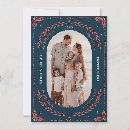 Kerstmis Folk Art Vakantie Fotokaart Kaart (Voorkant)