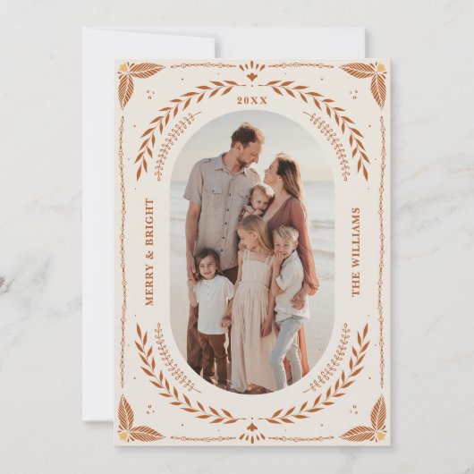 Kerstmis Folk Art Vakantie Fotokaart Kaart (Voorkant)