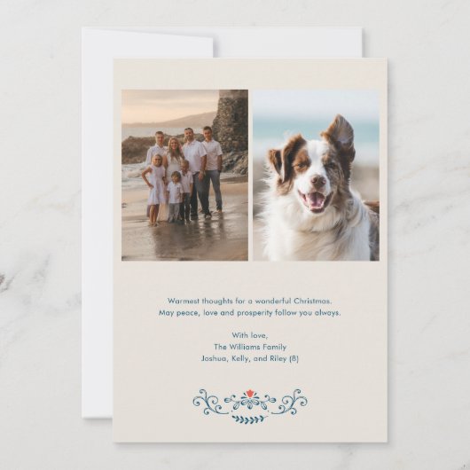 Kerstmis Folk Art Vakantie Fotokaart Kaart (Achterkant)