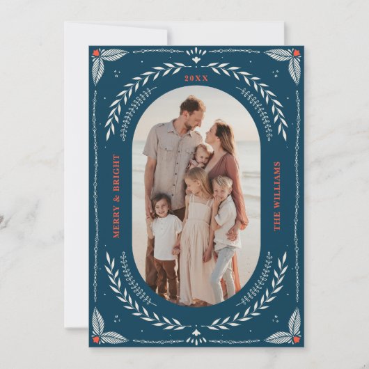 Kerstmis Folk Art Vakantie Fotokaart Kaart (Voorkant)