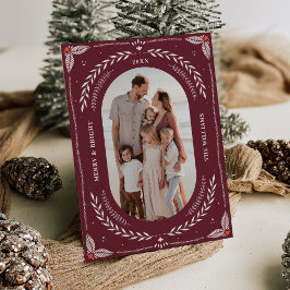Kerstmis Folk Art Vakantie Fotokaart Kaart
