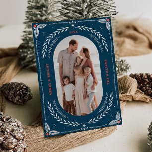 Kerstmis Folk Art Vakantie Fotokaart Kaart