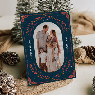 Kerstmis Folk Art Vakantie Fotokaart Kaart