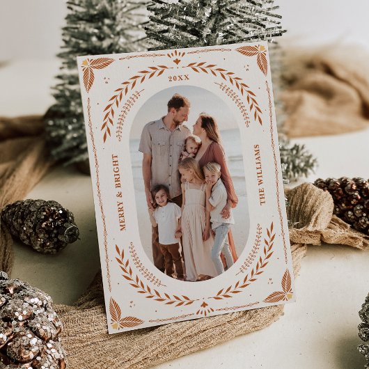 Kerstmis Folk Art Vakantie Fotokaart Kaart