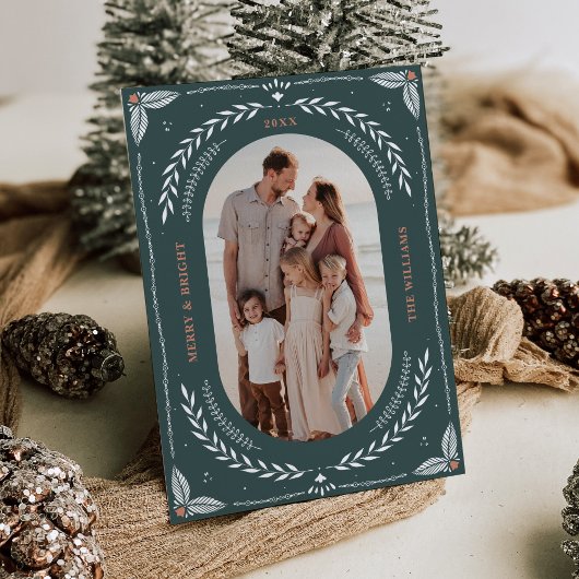 Kerstmis Folk Art Vakantie Fotokaart Kaart