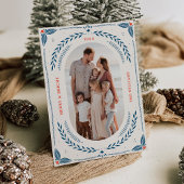 Kerstmis Folk Art Vakantie Fotokaart Kaart