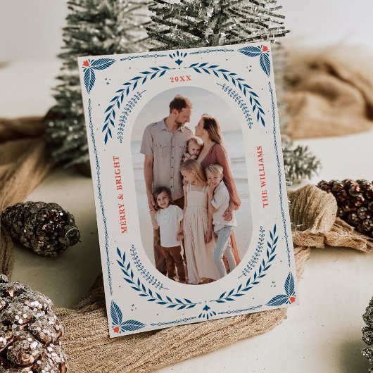 Kerstmis Folk Art Vakantie Fotokaart Kaart