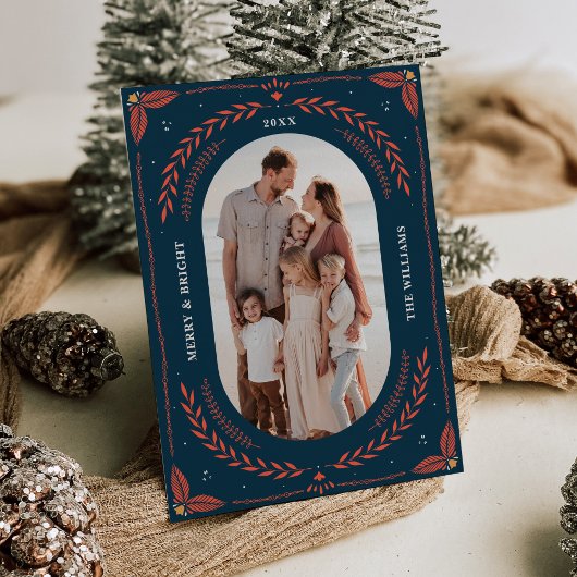 Kerstmis Folk Art Vakantie Fotokaart Kaart