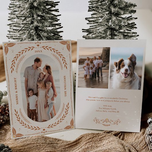 Kerstmis Folk Art Vakantie Fotokaart Kaart