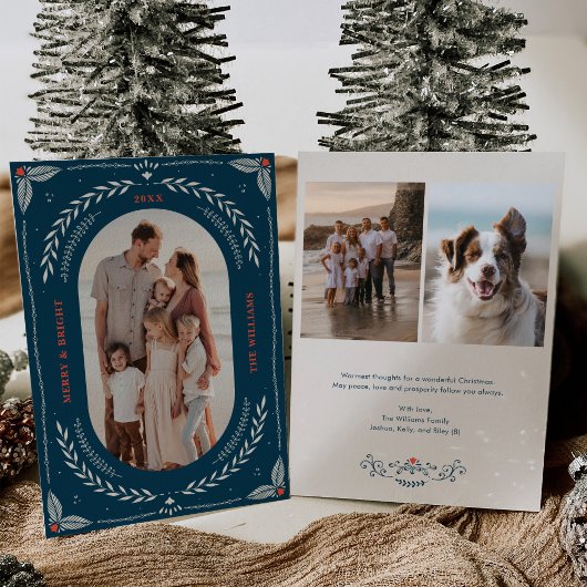 Kerstmis Folk Art Vakantie Fotokaart Kaart