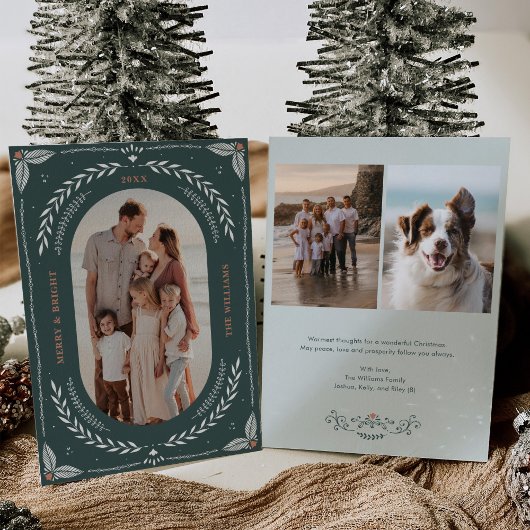 Kerstmis Folk Art Vakantie Fotokaart Kaart