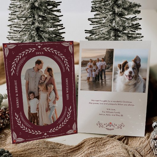 Kerstmis Folk Art Vakantie Fotokaart Kaart