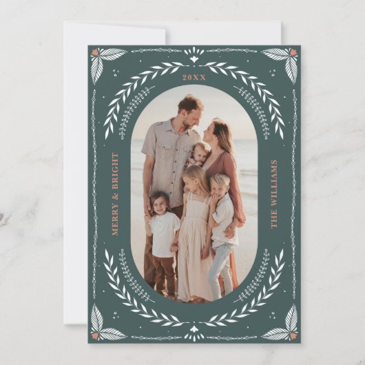 Kerstmis Folk Art Vakantie Fotokaart Kaart (Voorkant)