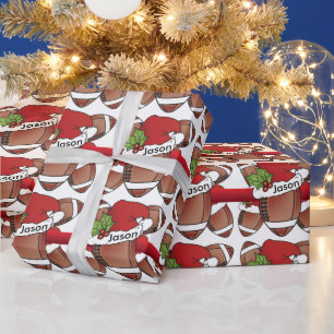 Kerstmis Football  DIY-naam Cadeaupapier