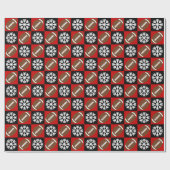 Kerstmis, Football en Snowflake Red en Black Cadeaupapier (Vlak)