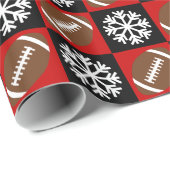 Kerstmis, Football en Snowflake Red en Black Cadeaupapier (Rol Hoek)