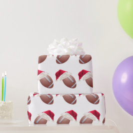 Kerstmis Football Funny Santa Holiday Wrapping Pa Cadeaupapier