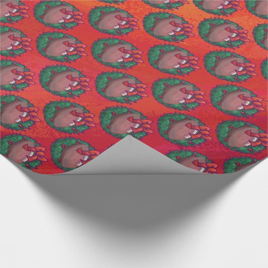 Kerstmis Football op rood Cadeaupapier (Hoek)