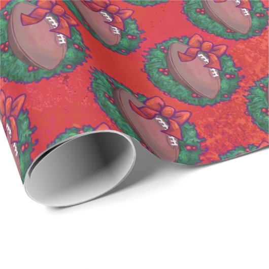 Kerstmis Football op rood Cadeaupapier (Rol Hoek)