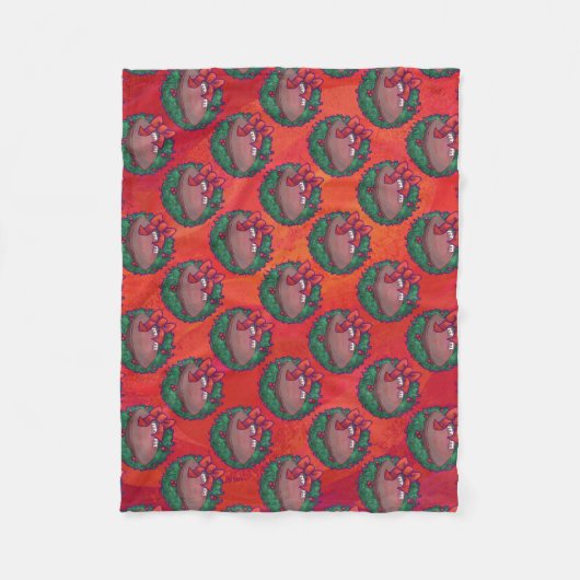 Kerstmis Football op rood Fleece Deken (Voorkant)