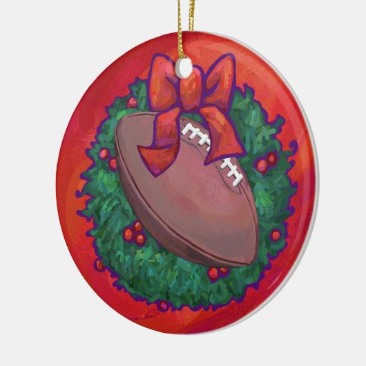 Kerstmis Football op rood Keramisch Ornament (Links)