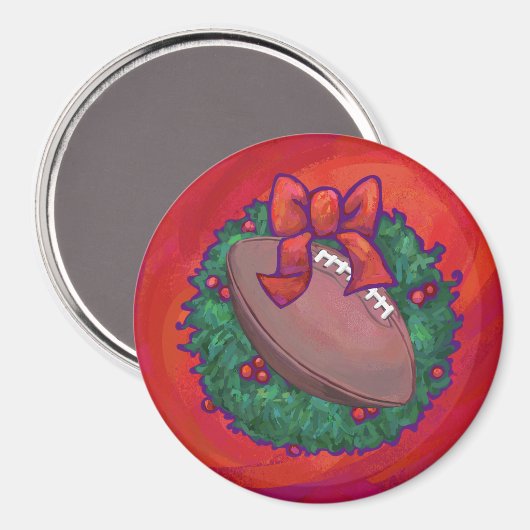 Kerstmis Football op rood Magneet (Voorkant / Achterkant)