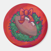 Kerstmis Football op rood Magneet (Voorkant)
