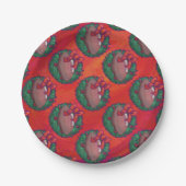 Kerstmis Football op rood Papieren Bordje (Voorkant)