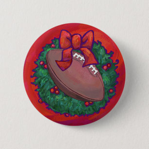 Kerstmis Football op rood Ronde Button 5,7 Cm