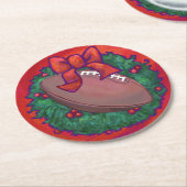 Kerstmis Football op rood Ronde Kartonnen Onderzetter (Gebogen)