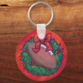 Kerstmis Football op rood Sleutelhanger (Voorkant)