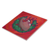 Kerstmis Football op rood Tegeltje (Zijkant)