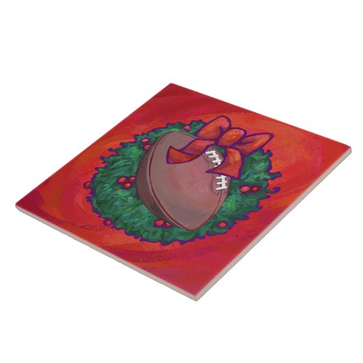 Kerstmis Football op rood Tegeltje (Zijkant)