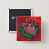 Kerstmis Football op rood Vierkante Button 5,1 Cm (Voorkant /achterkant)