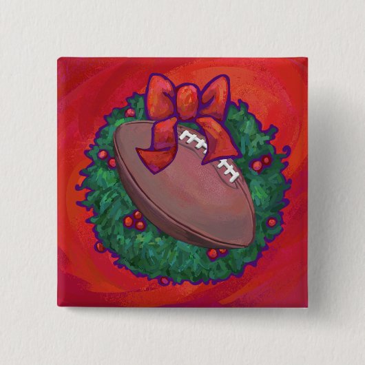 Kerstmis Football op rood Vierkante Button 5,1 Cm (Voorkant)
