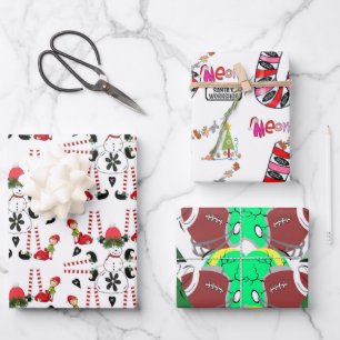 Kerstmis, Football, papierbladen voor katten Inpakpapier Vel