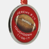 Kerstmis Football Red Touchdown-sport Metalen Ornament (Rechts)