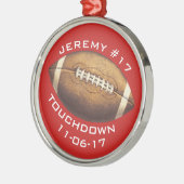 Kerstmis Football Red Touchdown-sport Metalen Ornament (Links)