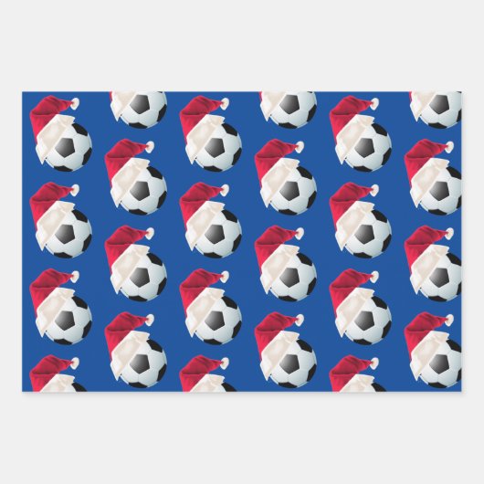 Kerstmis Football Soccer Sports Santa Holiday Set Inpakpapier Vel (Voorkant 2)