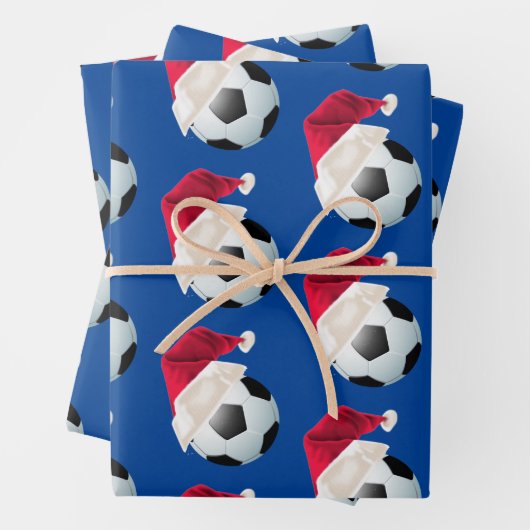 Kerstmis Football Soccer Sports Santa Holiday Set Inpakpapier Vel (In situ)