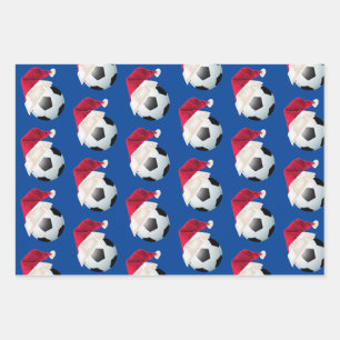 Kerstmis Football Soccer Sports Santa Holiday Set Inpakpapier Vel