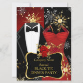 Kerstmis formeel zwart gala dinerfeest Rode smokin Kaart (Voorkant)