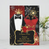 Kerstmis formeel zwart galadiner rood smoking kaart (Staand voorkant)