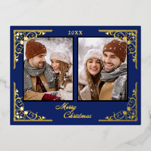 Kerstmis Foto Ansichtkaart Folie Feestdagen Briefkaart