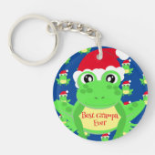 Kerstmis foto Blauwe Kikker Santa Hoed Patroon Sleutelhanger (Voorkant)